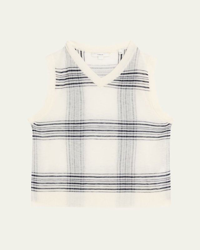 Plaid V-Neck Sweater Vest